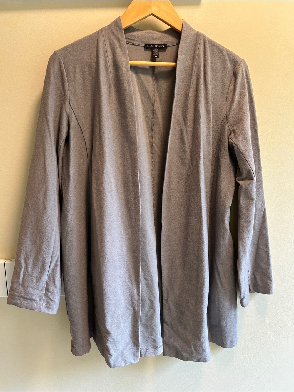 Eileen Fisher Open-Front Draped Jacket — Light Gray